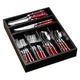 Premier Housewares Cafe Cutlery Set with Tray, Stainless Steel / Red, 36 Piece (Kitchen &amp; Home)