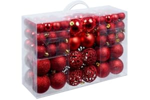 Bakaji Confezione 100 Palline Di Natale Diametro 3/4/6 cm Addobbi e Decorazioni Per Albero Di Natale (Rosso)