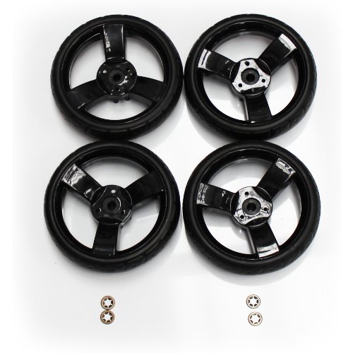 (Spare Parts) Zeta Vooom Wheels - Rear - Black x4 Stroller Pushchair Buggy