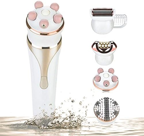 Rechargeable Electric Epilator, Henweit 4 in 1 Women's Electric Shaver Bikini Trimmer &amp; Facial Cleansing Spin Brush for Exfoliating Skin Care, Facial Massager, Waterproof for Ladies, Wet &amp; Dry