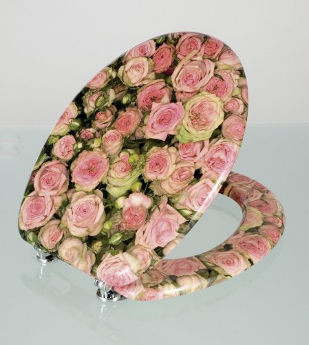 Wenko 17628100 WC-Sitz Roses – Fix-Clip Hygiene Metallbefestigung, MDF - 3