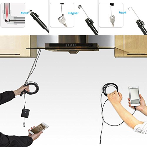 AQV Endoskop Kabelloses WiFi Endoskopkamera wasserdichte Inspektionskamera mit 2,0 Megapixel 720P HD halbsteife Kabel Boreskope Schlange kamera fÃ¼r Android und IOS Smartphone 5m
