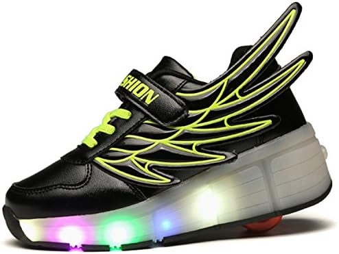 ECOTISH Kids Wing Style LED Flashing Lights Sneakers Roller Shoes Trainers Sport Shoe for Boys Girls