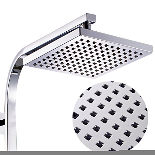 Auralum Edelstahl Duschset Brausegarnitur mit Thermostat – Duschstange + Handbrause + Überkopfbrause(20x20CM) + 150CM Metall-Duschschlauch - 5