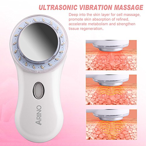 ARINO Ultraschallgerät für Gesicht Kosmetisches Ultraschallgerät Tragbare Gesicht Massagegeräte, Gesichtsbehandlung Hautverjüngung durch ION und Photon, Anti Falten Anti-Aging und Akne Muttertagsgeschenke - 3