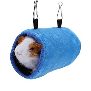 Fdit Hamaca Colgante para Mascota Hamaca de Algodón Suave Humaca Calentador de Invierno para Loro Pajaro Hámster (Azul S)