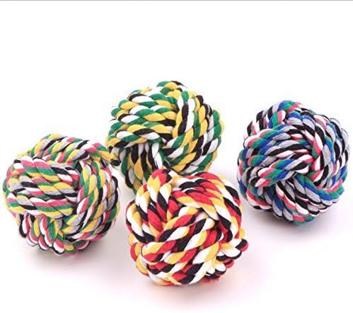 ohofy 5.5cm Pet Dog Braided Cotton Rope Knot Ball Chew Toys Teeth Cleaning Ball---Random Color