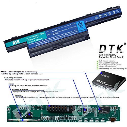 DTK® Ultra Hochleistung Notebook Laptop Batterie Li-ion Akku für Acer Aspire 4250, 4253, 4551, 4552, 4738, 4741, 4750, 4752,4771, 5251, 5253,5336, 5551, 5552, 5560, 5733, 5741, 5742, 5750,5755,5736,7741, 7551, 7552,7750, 7560, AS5741 Series, Travelmate 4740,4750,5335,5542,5735,5740,5742,5760,7740,7750 Fits P/N: AS10D,AS10D31.AS10D41,AS10D51,AS10D61,AS10D71,AS10D73,AS10D75 [Li-ion, 10.8V 6600MAH/9-cell] - 2