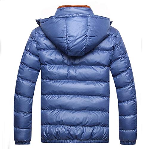 KPPONG Herren Jacke Ubergangsjacke Wintermütze Herren Daunenjacke Verdickung Windbreaker Kapuzenjacke Winterjacke Abnehmbare Baumwolljacke Gepolsterten Mantel(Blau,X-Large)