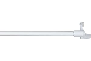 CINTACOR S.A. CINTACOR | Barra de Cortina Sin Taladrar Decorativa, Barra Extensible Presión, Portavisillo con Soporte Marco Ventana, Fácil instalación A Presión| Diámetro 9mm | 1 pieza | Tapón Blanco, 50-80cm
