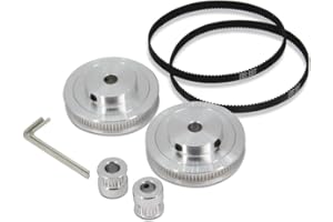 Zeberoxyz 2PCS Set GT2 Synchronous Wheel 20&80 Teeth 8mm Bore Aluminum Timing Pulley with 2PCS Length 250mm Width 6mm Belt (20-80T-8B-6)