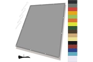 MENGH Sonnenschutz Balkon,Balkonbespannung mit Seil,Wasserdicht markisenstoff,Sonnenschutz Windschutz Balkon Terrasse 95% Uv-Schutfür Gartenanlagen, Camping und Freizeit Grau 4x4.5m