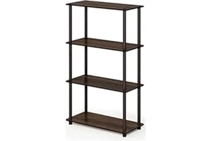 Furinno Turn-N-Tube 4-Tier Scaffali Senza Attrezzi, Legno, Noce/Marrone, 29.46 x 59.94 x 109.86 cm