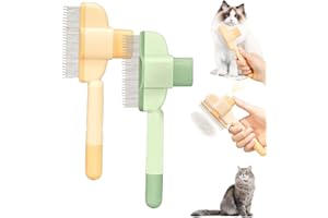 ‎KAILISI Selbstreinigender Flohkamm für Haustiere, 2025 Neu Anti Knoten Kamm Verfilzte Haarentferner, Katze Hund Flohkamm Katzenbürste für Fellpflege und Massage (Gelb+Grün)