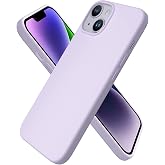 URUCHI iPhone 14 ile Uyumlu Kılıf, İ&ccedil;i Kadife Kaplamalı İnce Sıvı Silikon Tam Koruma Yumuşak Jel Silikon Kapak, Lila