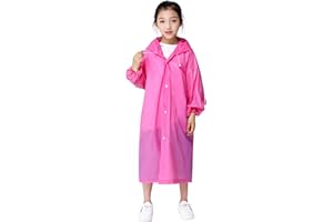 DAELESR Poncho de Pluie pour Enfants, Imperméable Manteau Cape de Pluie avec Capuchon pour Garçons Filles, EVA Tout-Petits Combinaison Vêtements de Pluie pour Camping Voyages Activités en Extérieur