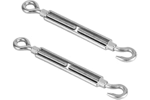 CMUYKIBU 2Pcs M6 Rope Tensioners Stainless Steel,304 Turnbuckle Wire Tensioner,Adjustable Turnbuckle Hooks and Eyes for Cable Rope Tensioner Accessories