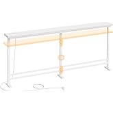 YATINEY Industrial Sofa Table, 180cm Narrow Console Table Hallway Table with AC Outlet, USB Port and Type C Port, for Living