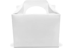 Lotus 10 x Children/Kids Plain Coloured Party Boxes Carry Food Meal Fun Picnic Birthday Wedding Favour/Baby Shower Party Halloween Trick or Treat Box Loot Bag (White)
