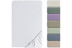 ‎SOULFUL SOULFUL Satin Spannbettlaken 180x200cm Baumwolle, 100% Langstapelige Baumwolle Bettlaken Spannbettlaken bis 25cm Matratzenhöhe für Allergiker Geeignet, Oeko-Tex Zertifiziert-Weiß