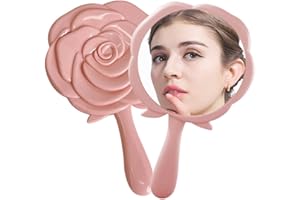 LSCUYZ 2 Stück Handspiegel mit Griff, Handspiegel, Handheld Handspiegel Make up Handspiegel, Multifunktion Friseurspiegel Reisespiegel, für Tägliche Damen Make-up, Haare schneiden, Gesichtspflege (Rosen)