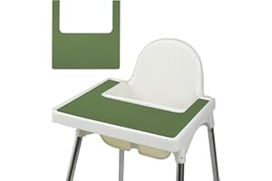 Vicloon High Chair Placemat, Silicone High Chair Mat Silicone Placemat Design for IKEA Antilop High Chair, BPA Free Easy to Clean, for Toddlers and Babies (Green)