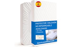 Protector Colchon 150 x 200 Acolchado Ligero 80 gsm – NO Impermeable – Transpirable y Ajustable – Cubre colchon Suave, Sin Ruidos y Lavable a Máquina - con Certificación Oeko-Tex® (Cama 150x200+40)