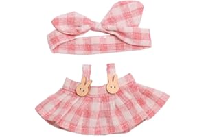 MINGSOLDIER 17cm Doll Clothes for Labubu - Pink Dress and Headband, Accessories Without Doll