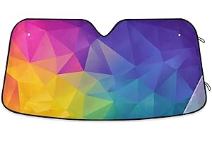 ODAWA Car Windshield Sunshade Abstract Rainbow Background Foldable Sun Shield Blocks UV Rays Full Cover Sun Shade for Most Vehicles, 55"X27.6"