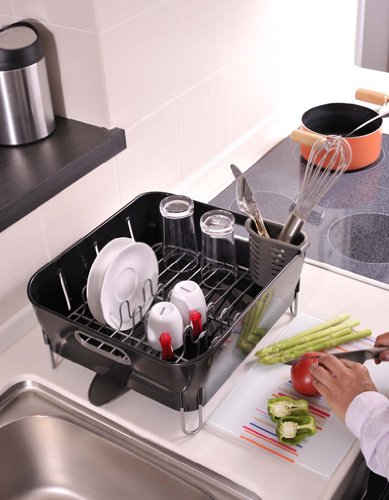 simplehuman Kompaktes Abtropfgestell, Kunststoff, schwarz - 4