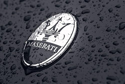 Maserati Badge Racing Car Black And White Fine Art Print Photograph