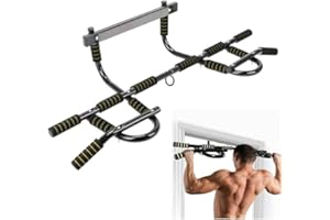 ZURSAN Barra de dominadas multifuncional sujeta marco de la puerta, Multiples agarres para realizar varios ejercicios (dominadas, flexiones, espalda, triceps), Gimnasio en casa.