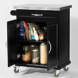 SoBuy® Luxus-Küchenwagen mit Edelstahltop, Küchenschrank, Kücheninsel,Schwarz, B66xT46XH92cm FKW13-SCH - 4