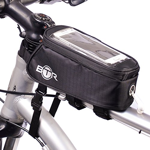 BTR Fahrradtasche und Handy-Halterung – wasserabweisende Fahrradtasche. Schwarz fahrradrahmentasche. Neue verbesserte Edition, geeignet für ALLE Fahrradtypen - 2