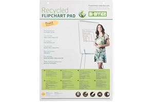 Bi-Office FL0111801, Earth - Blocco di Carta Riciclata Per Portablocco, A1 Forato con 2 Fori Standard, 40 Fogli Per Lavagna da 55 g/mq, Conf. da 5