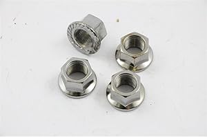 bankrupt_bike_parts SET OF 4 BMX FREESTYLE 14mm AXLE WHEEL NUTS, TWO PAIRS FLANGED NUTS HEAVY DUTY CHROME BARGAIN