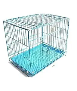 PAWWFECT - YOU LOVE, WE PAMPER 30 inch Iron and Plastic Cage with Removable Tray for Dogs and Rabbits (Blue)