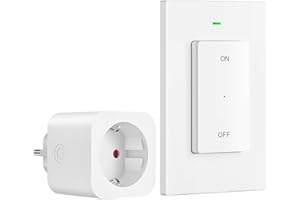DEWENWILS Enchufe Inalámbrico con Control Remoto, Interruptor de Pared Inalámbrico de Encendido/Apagado, No Requiere Cable, Interruptor de Luz Expandible, 30M Alcance, Preprogramado, Blanco