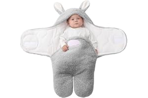 TURMIN Couverture D'Emmaillotage pour Bébé Unisexe, 2.0 Tog Sac de Couchage Hiver Naissance Gigoteuse en Epais e à Jambes Séparés Nouveau Né Nid d'ange-Gris-9M(3-6 Mois)