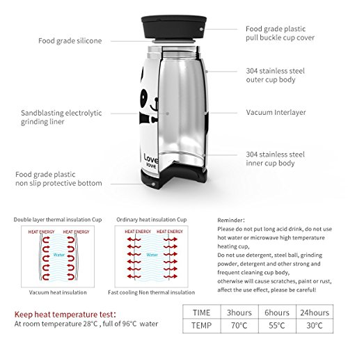 UPSTYLE Vakuum Cup Multifunktions Kinder Edelstahl Wasser Flasche mit Trinkhalm Lovely Muster Kinder thermoses, 8.79oz, SC011 - 5