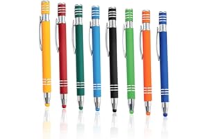 Keboyoe 8 Pièces Stylo À Bille À Écran Tactile Stylo à Bille capacitif 2 en 1 2 en 1 Stylo À Bille Stylet Portable Stylos à Bille Rétractable pour TéLéPhone Tablette Appareil à Écran Tactile