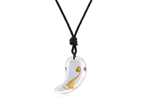 coai Collana da Uomo e da Donna con Ciondolo Pendente Magatama in Pietre Naturali Intarsiate con Totem Animali, Collana Pietra Naturale Unisex Laccio Regolabile