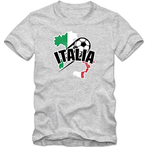 Italien WM 2018#1 T-Shirt | Fußball | Herren | GLI Azzurri | Trikot | Nationalmannschaft, Farbe:Graumeliert (Grey Melange L190);Größe:XL