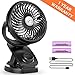 Produktbild LEVIN USB Mini Ventilator Tischventilator - 2×2200mAh Kraftvoll Wiederaufladbare Batterie, 360° Drehung mit stufenlos Schalten Clip lüfter für Auto, Kinderwagen, Rollstuhl, Büro und Outdoor (Schwarz)