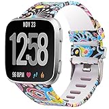 Moretek Band für Fitbit Versa,Silikon Sport Atmungsaktiv Ersatz Armband Smart Armband Uhr Handgelenk Band Strap für Fitbit Versa Smartwatch Männer Dame Uhrenarmband Zubehör (Folk, Large)