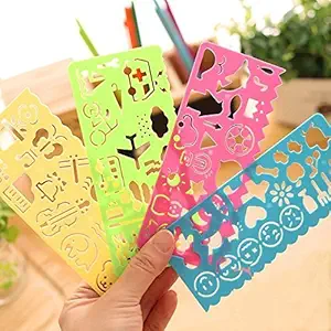 New 4 color 4 different types Stationery Children Painting Drawing Template Rulers Lovely Ruler Gift For Kids School Supplies