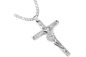 AFSTALR Croix Johnny Hallyday Pendentif Collier Chaîne Johnny Guitare Rocker Signature Métal Argenté Femme Homme Cadeau