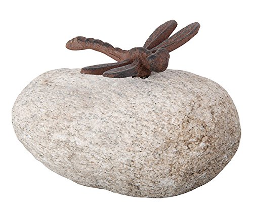 Dekofigur "Animals on the Rocks" Libelle Guss auf Stein Gartendeko