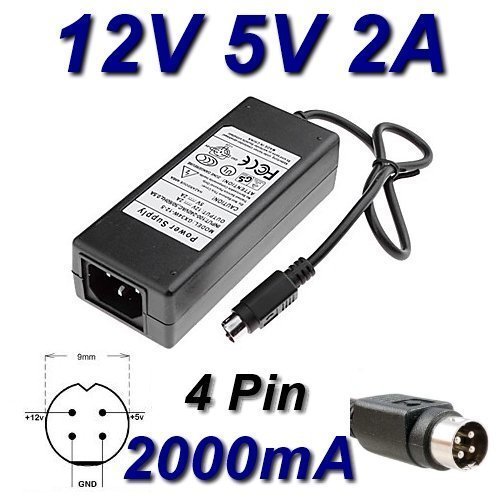 TOP CHARGEUR ® Adattatore Caricatore Caricabatteria Alimentatore 12V 5V 2A 4 Pin per Hard Disk Storex-CLUB MPIX-355