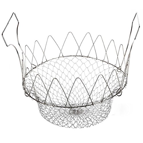 Silber Edelstahl Frittierkorb Chef Basket Flatbar Korb 24*14cm Professionell, Sicherheit ist Nicht Heiß - 3